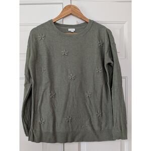 J.Jill Green Embroidered Flower Sweater TALL